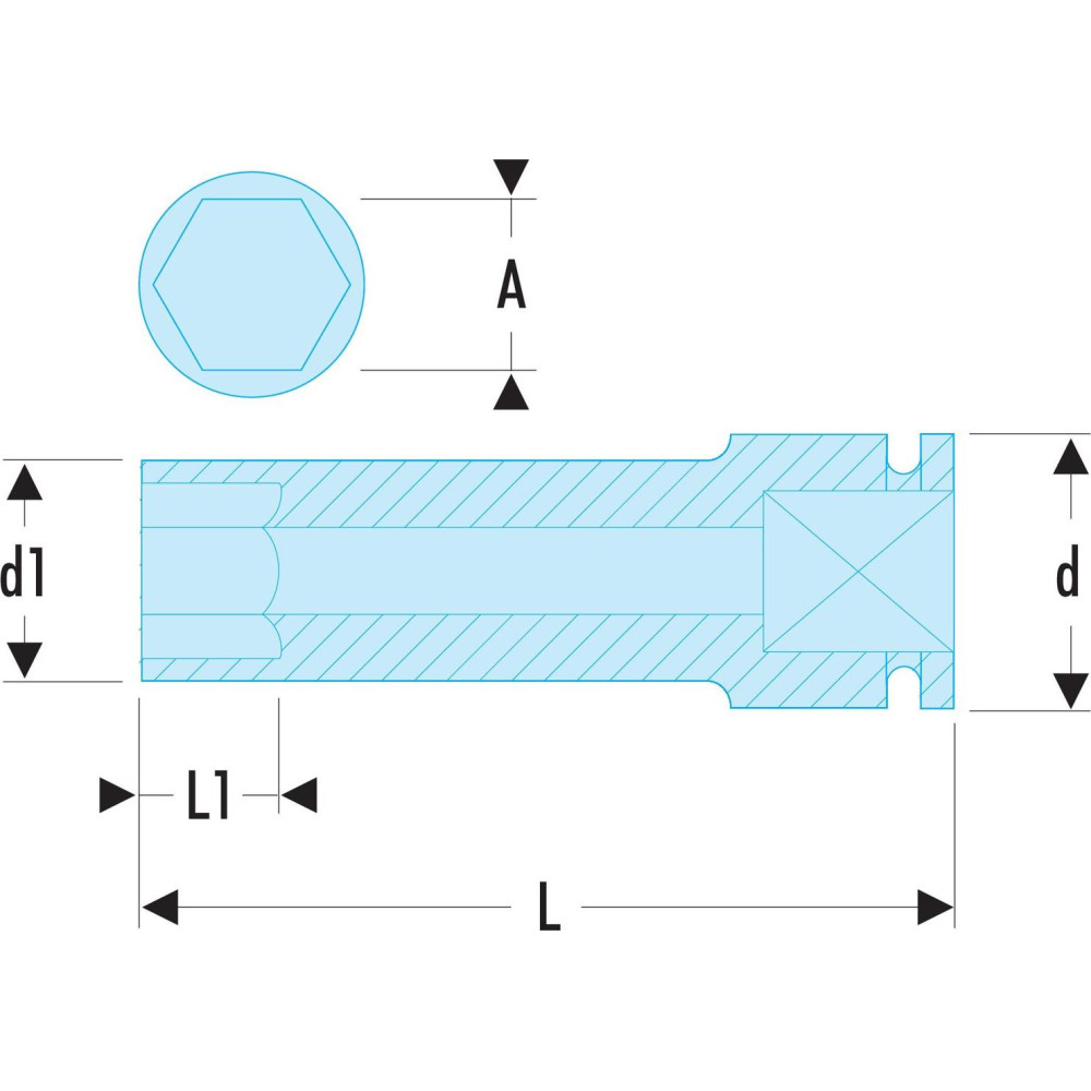 Douille impact 1 6 pans 36mm Facom