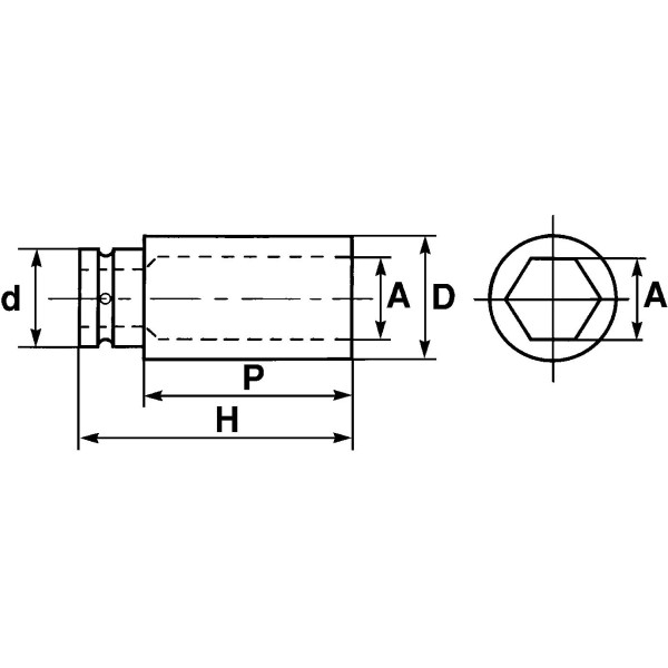 Douille 6 pans 3/4'' de 27 mm