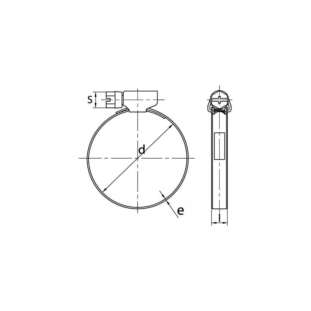 Collier de serrage inox (W2 AISI 430), ø 7 à 90 mm, largeur 9 mm